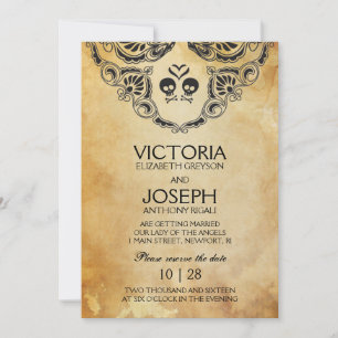 Rocker Wedding Invitation - Skull & Crossbones Kaart
