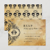 Rocker Wedding RSVP - Skull & Crossbones Kaartje (Voorkant / Achterkant)