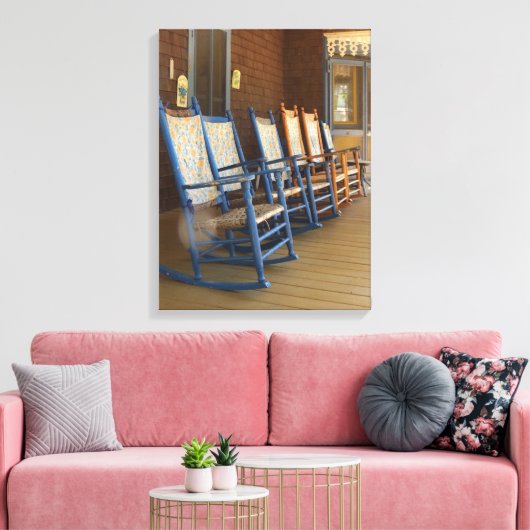 Rockers in een Row - Martha's wijntuin Canvas Afdruk (Insitu (Woonkamer))