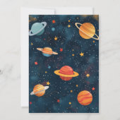 Rocket 1e reis rond de zon verjaardagsuitnodiging kaart (Achterkant)