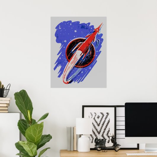 ROCKET AAN HET MOON POSTER (Thuiskantoor)