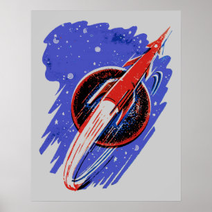 ROCKET AAN HET MOON POSTER