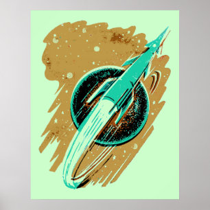ROCKET AAN HET MOON POSTER