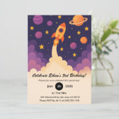  Rocket Adventure & Purple Galaxy Birthday  Kaart (Staand voorkant)
