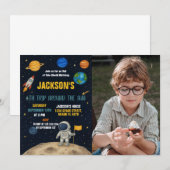 Rocket Adventure Verjaardag Uitnodiging met foto (Voorkant / Achterkant)