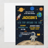 Rocket Adventure verjaardagsuitnodiging Kaart (Voorkant / Achterkant)