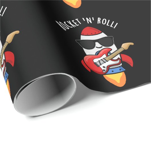 Rocket and Roll Funny Rocket Pun Dark BG Cadeaupapier (Rol Hoek)