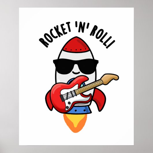 Rocket and Roll Funny Rocket Pun Poster (Voorkant)