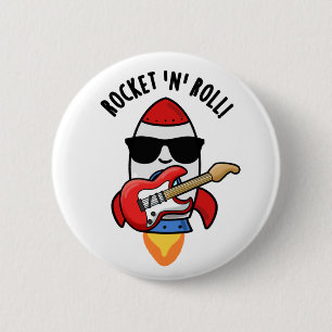 Rocket and Roll Funny Rocket Pun Ronde Button 5,7 Cm