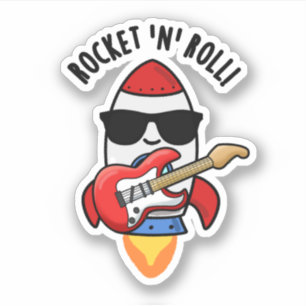 Rocket and Roll Funny Rocket Pun Sticker