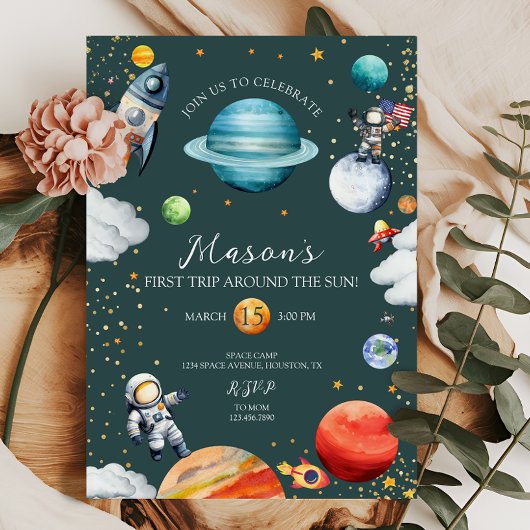 Rocket & Astronaut First Trip Around the Sun Space Kaart