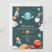 Rocket & Astronaut First Trip Around the Sun Space Kaart (Voorkant)