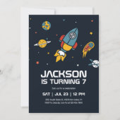 Rocket Astronaut Outer Space Galaxy Kids Birthday Kaart (Voorkant)