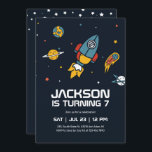 Rocket Astronaut Outer Space Galaxy Kids Birthday Kaart<br><div class="desc">Schuif het ontwerp uit voor kinderen,  jongens of meisjes die van astronaut,  ruimte,  raket,  universum,  planeten,  sterren en sterrenstelsel houden. Ideaal voor een verjaardagsfeest met ruimtethema. U kunt de formulering aanpassen aan andere gelegenheden.</div>