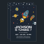 Rocket Astronaut Outer Space Galaxy Kids Birthday Kaart<br><div class="desc">Schuif het ontwerp uit voor kinderen,  jongens of meisjes die van astronaut,  ruimte,  raket,  universum,  planeten,  sterren en sterrenstelsel houden. Ideaal voor een verjaardagsfeest met ruimtethema. U kunt de formulering aanpassen aan andere gelegenheden.</div>