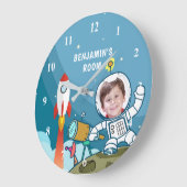 Rocket Astronaut Space Suit Custom Photo Kinder Ro Grote Klok (Hoek)