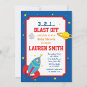 Rocket Baby shower Invitation Baby Boy Buitenruimt Kaart (Voorkant)