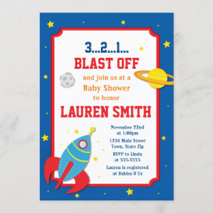 Rocket Baby shower Invitation Baby Boy Buitenruimt Kaart