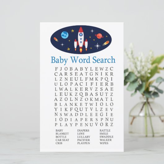 Rocket Baby shower Word Search Game (Staand voorkant)