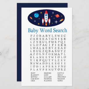 Rocket Baby shower Word Search Game