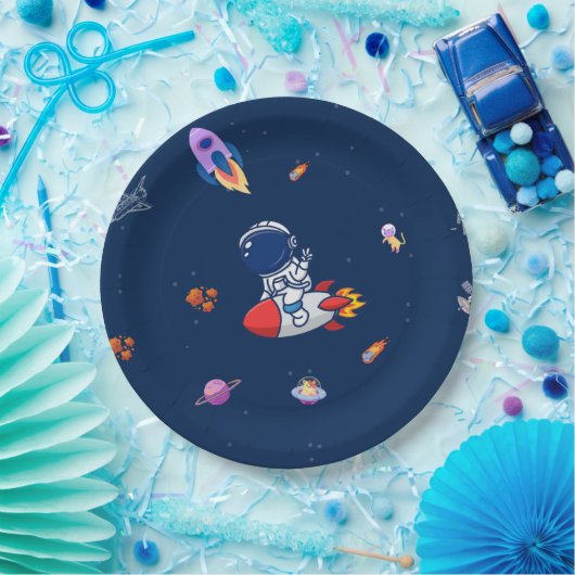 Rocket Balloons - Ruimtethema Verjaardagsfeest Papieren Bordje (Feest)