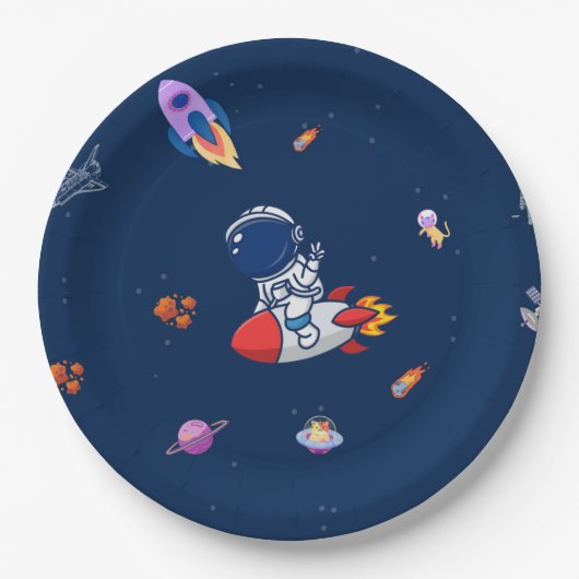Rocket Balloons - Ruimtethema Verjaardagsfeest Papieren Bordje (Voorkant)