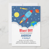 Rocket Birthday Invitation Kaart (Voorkant)