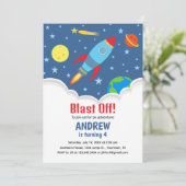 Rocket Birthday Invitation Kaart (Staand voorkant)