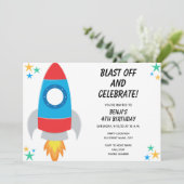 Rocket Birthday Uitnodiging (Staand voorkant)