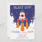 Rocket Birthday Uitnodiging (Voorkant)