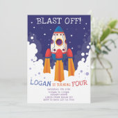 Rocket Birthday Uitnodiging (Staand voorkant)