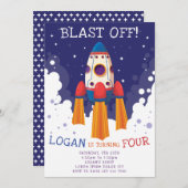 Rocket Birthday Uitnodiging (Voorkant / Achterkant)