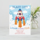 Rocket Birthday Uitnodiging (Staand voorkant)