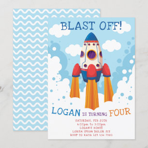 Rocket Birthday Uitnodiging