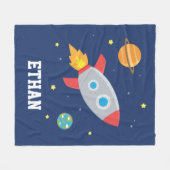 Rocket Blast Off between Planet and Stars, Kinder Fleece Deken (Voorkant (Horizontaal))