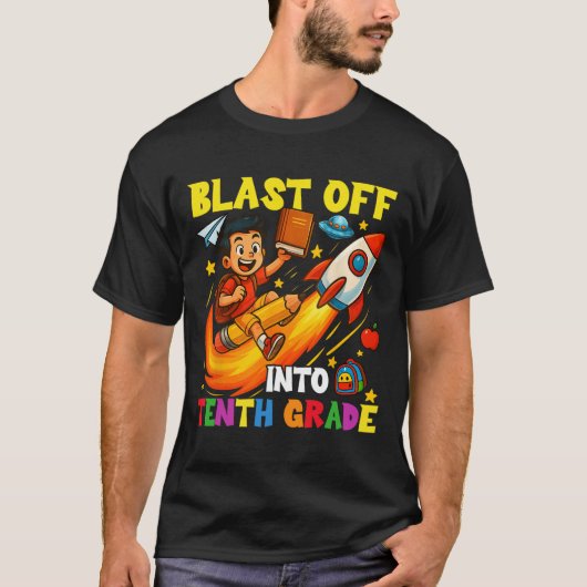 Rocket Blast Off Into Sophomore Funny Back To Scho T-shirt (Voorkant)
