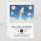 Rocket Blast-Off & Starry Galaxy Verjaardag Kaart (Voorkant / Achterkant)