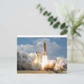 Rocket Blasting uit in Space Briefkaart (Staand voorkant)
