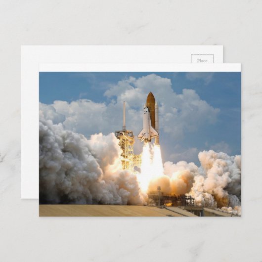 Rocket Blasting uit in Space Briefkaart (Voorkant / Achterkant)