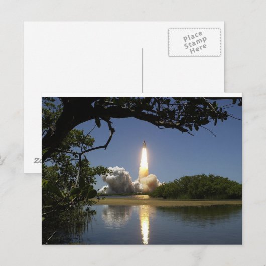 Rocket Blasting uit in Space Briefkaart (Voorkant / Achterkant)
