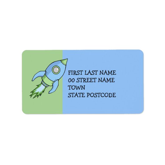 Rocket blue green Address Label (Voorkant)