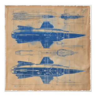  Rocket Blueprint Foto Afdruk