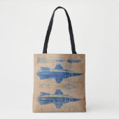 Rocket Blueprint Tote Bag (Voorkant)