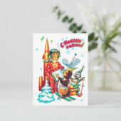 Rocket boy die mails van postdieren ontvangt briefkaart (Staand voorkant)