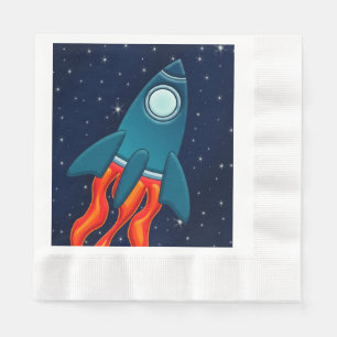 Rocket Briefkaart Favor Tags Servet
