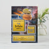 Rocket Cat Delivery Funny Invitation Kaart (Staand voorkant)