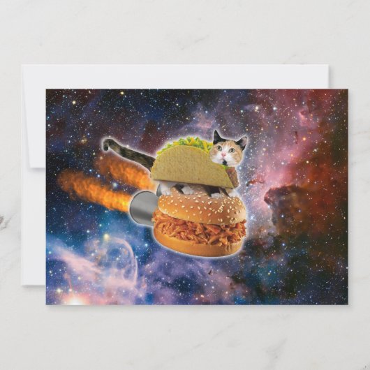 Rocket Cat Delivery Funny Invitation Kaart (Achterkant)