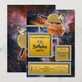 Rocket Cat Delivery Funny Invitation Kaart (Voorkant / Achterkant)