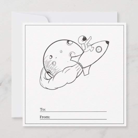 Rocket Coloring Page Kinder Boy Kaart Valentijnsda (Achterkant)
