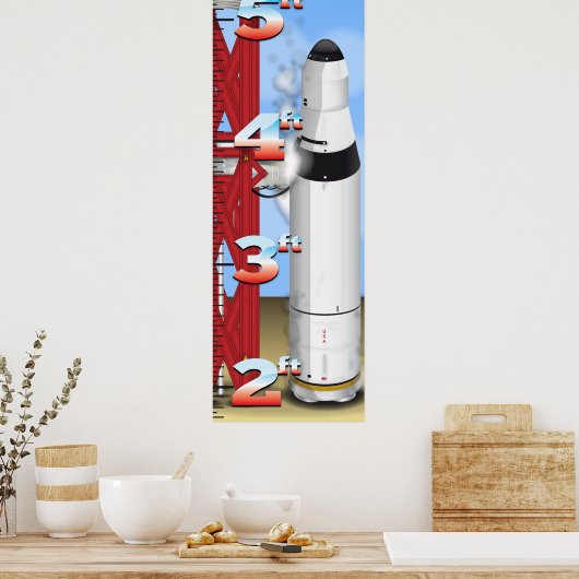 Rocket Countdown Lancering Growth Chart Poster (Keuken)